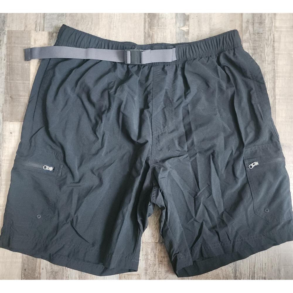 Columbia Mountaindale Cargo Shorts Mens L Black Hiking Outdoor Belted XM9364